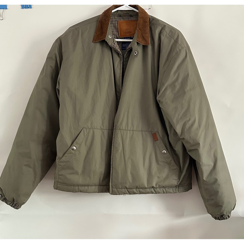 VTG Polo Ralph Lauren Sportsman Down Corduroy Collar Jacket Green Olive Mens M